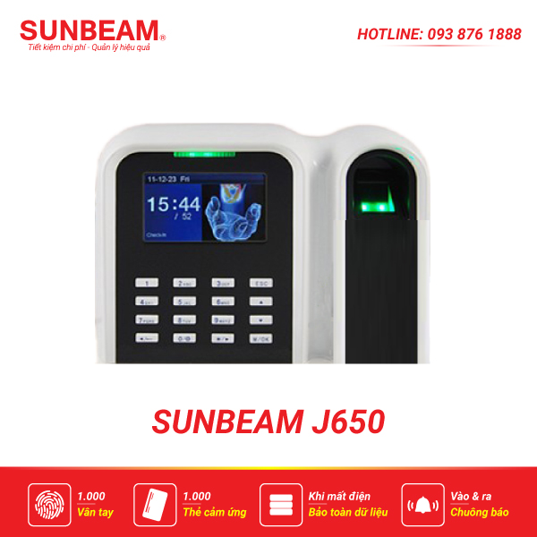 Máy chấm công vân tay Sunbeam J650