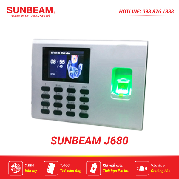 Máy chấm công vân tay Sunbeam J680